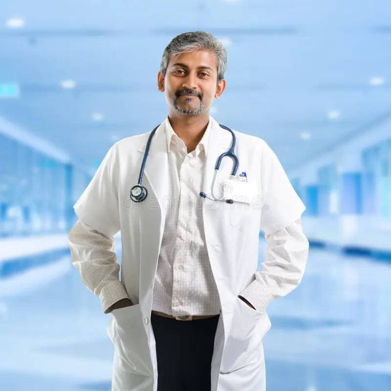 Doctor consulting with a senior patient in a bright, modern room